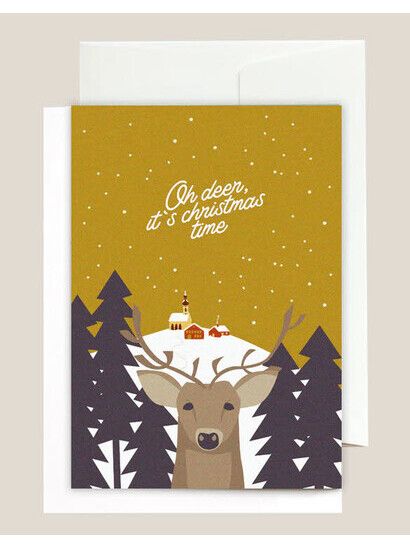 Roadtyping Postkarte Grußkarte Oh deer it's christmas time