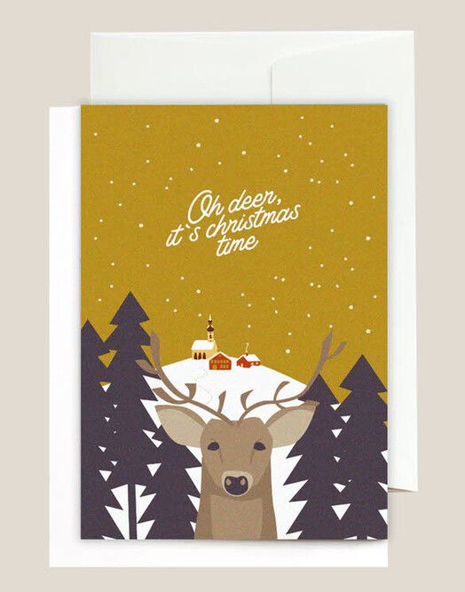 Roadtyping Postkarte&#x20;Gru&#x00DF;karte&#x20;Oh&#x20;deer&#x20;it&#x27;s&#x20;christmas&#x20;time