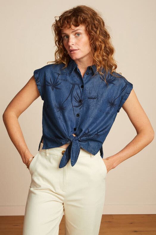 King Louie Hemd&#x20;Knot&#x20;Blouse&#x20;Daytrip&#x20;denim&#x20;blue