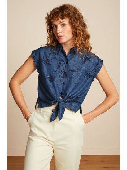 King Louie Hemd Knot Blouse Daytrip denim blue