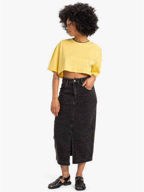 Quiksilver Women Rock Long Denim Skirt black