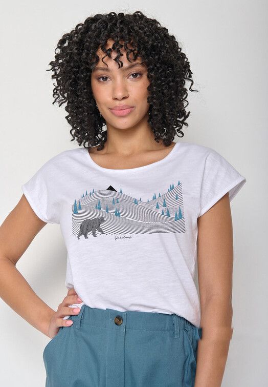 GreenBomb T-Shirt&#x20;Animal&#x20;Bear&#x20;Lines&#x20;white