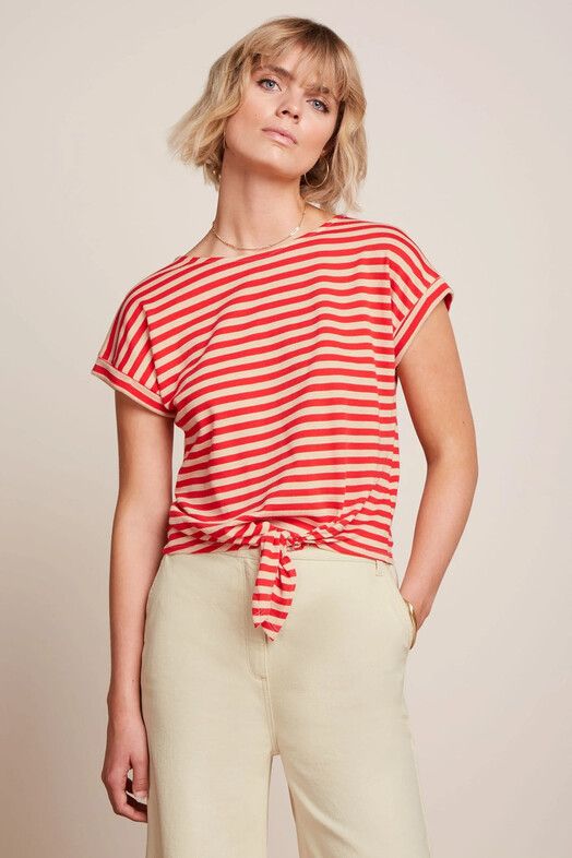 King Louie T-Shirt&#x20;Aria&#x20;Knot&#x20;Shirt&#x20;Chopito&#x20;Stripe&#x20;fire&#x20;red