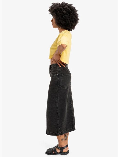 Quiksilver Women Rock Long Denim Skirt black