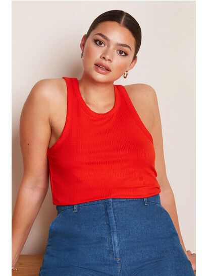 King Louie Top Elvira Camisole Uni Rib spicy orange