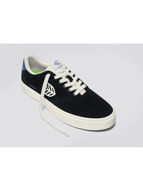 Cariuma Skateschuh Naioca black suede ivory logo blue