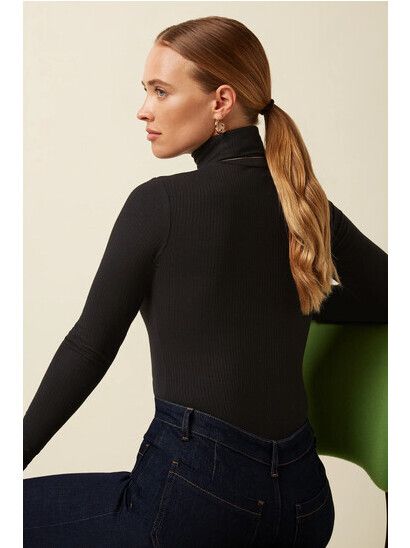 King Louie Longsleeve Rollneck Top Uni Rib black