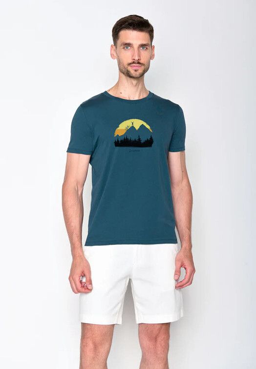 GreenBomb T-Shirt&#x20;Nature&#x20;Forest&#x20;Happy&#x20;blue&#x20;stone
