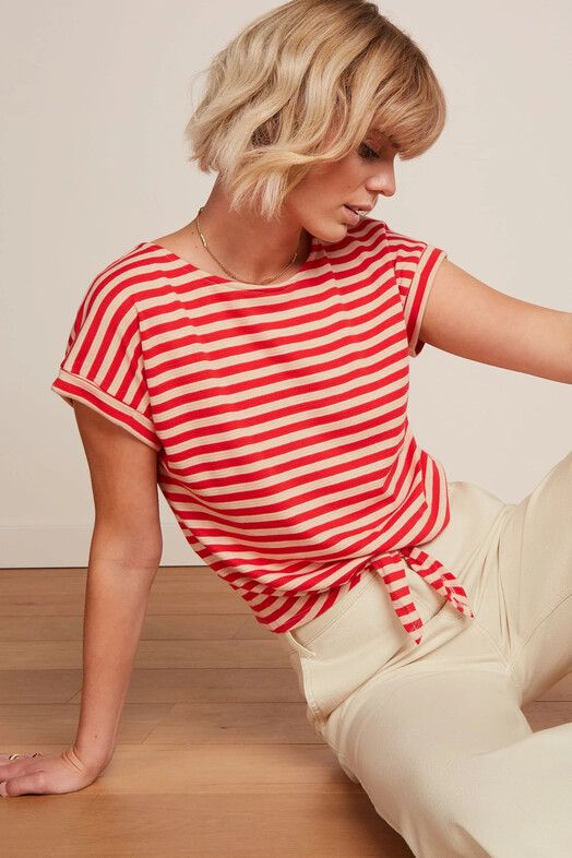 King Louie T-Shirt&#x20;Aria&#x20;Knot&#x20;Shirt&#x20;Chopito&#x20;Stripe&#x20;fire&#x20;red