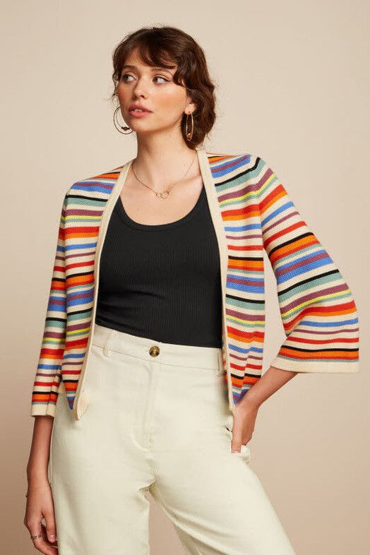 King Louie Cardigan&#x20;Emily&#x20;Cardi&#x20;Syd&#x20;Stripe&#x20;cream