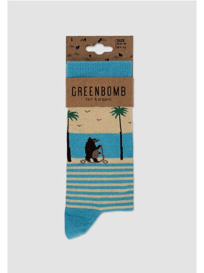 GreenBomb Socken Animal Bear Beach light blue