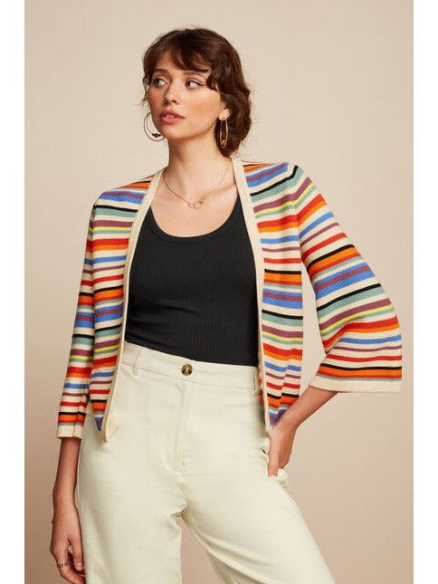 King Louie Cardigan Emily Cardi Syd Stripe cream