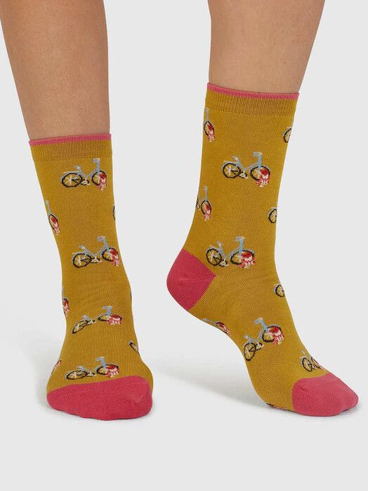 Thought Socken&#x20;Dilloyn&#x20;Cat&#x20;And&#x20;Bike&#x20;Organic&#x20;Cotton&#x20;pine