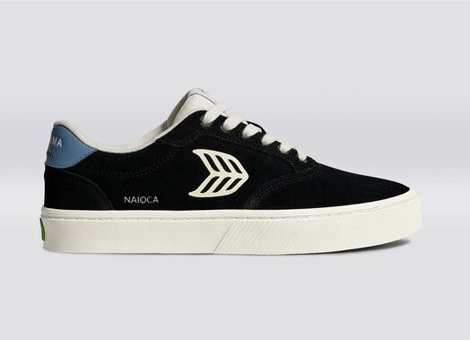 Cariuma Skateschuh&#x20;Naioca&#x20;black&#x20;suede&#x20;ivory&#x20;logo&#x20;blue