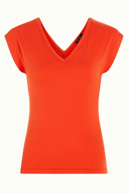 King Louie T-Shirt&#x20;Double&#x20;V&#x20;Top&#x20;Uni&#x20;Rib&#x20;sun&#x20;orange