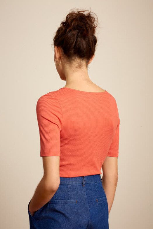 King Louie T-Shirt&#x20;Carice&#x20;Top&#x20;Rib&#x20;Tencel&#x20;tweed&#x20;orange