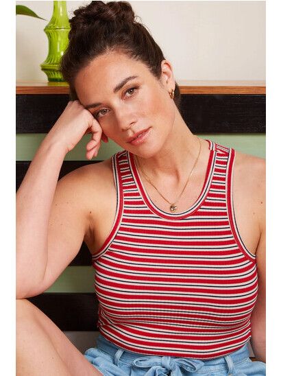 King Louie Top Elvira Camisole Surf Stripe fire red